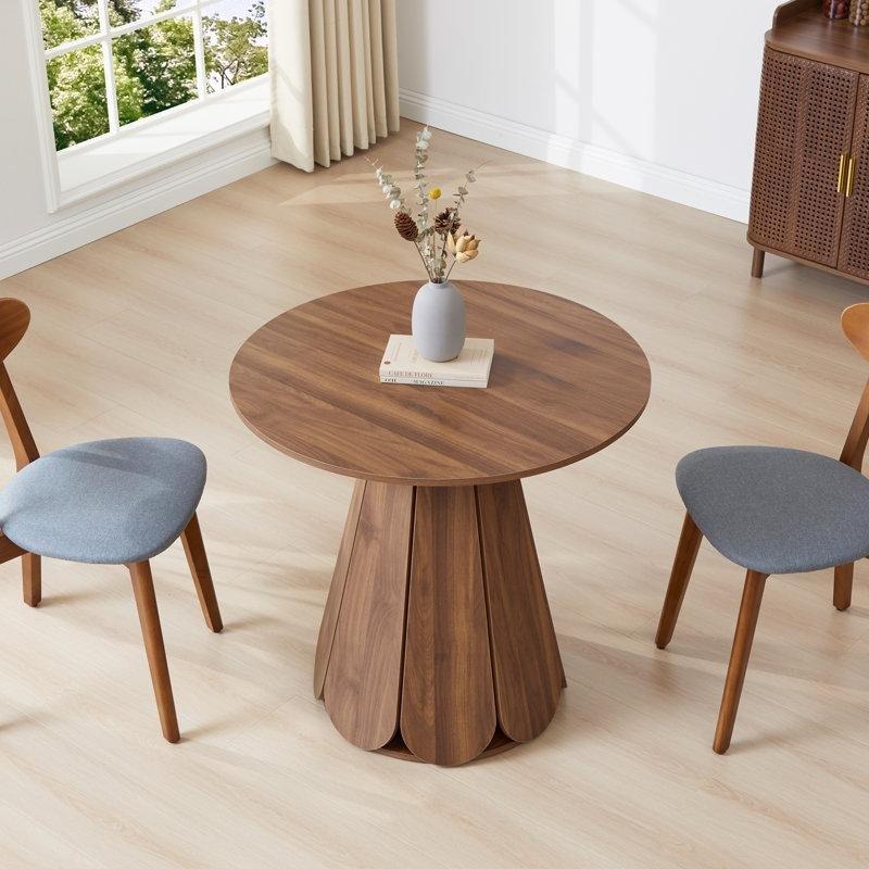 MDF ve Masif Ahşap Kaide Ayaklı Yuvarlak Bistro Masa - 81 cm - 338218