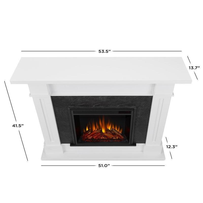 Mermer Desenli Oymalı Sütunlu MDF Elektrikli Şömine - 136 cm - 339821