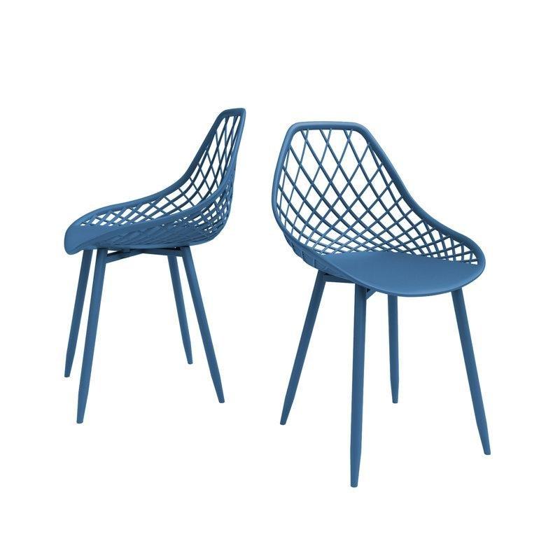Metal Ayaklı Ergonomik Çapraz Sırtlı 2li Set Plastik Sandalye - 335822