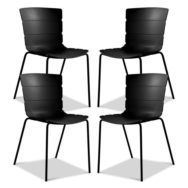 Metal Ayaklı UV Korumalı 4lü Set İçDış Mekan Plastik Sandalye - 336020