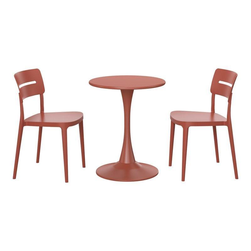 Metal ve Polipropilen İstiflenebilir Sandalyeli Yuvarlak 2 Kişilik Bistro Masa Takımı - 60 cm - 338032