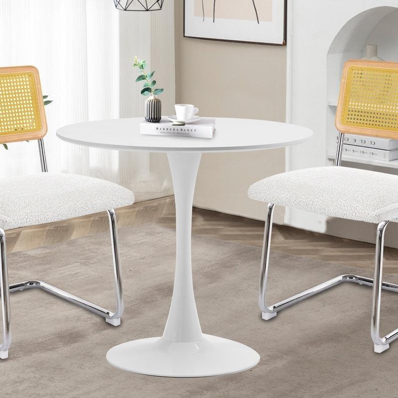 Parlak Yüzeyli Endüstriyel Ahşap Çelik Ayaklı Yuvarlak Bistro Masa - 81 cm - 338315