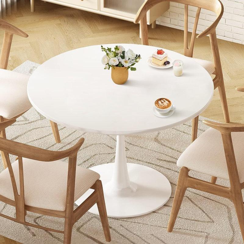 Parlak Yüzeyli Endüstriyel Ahşap Çelik Ayaklı Yuvarlak Bistro Masa - 81 cm - 338315