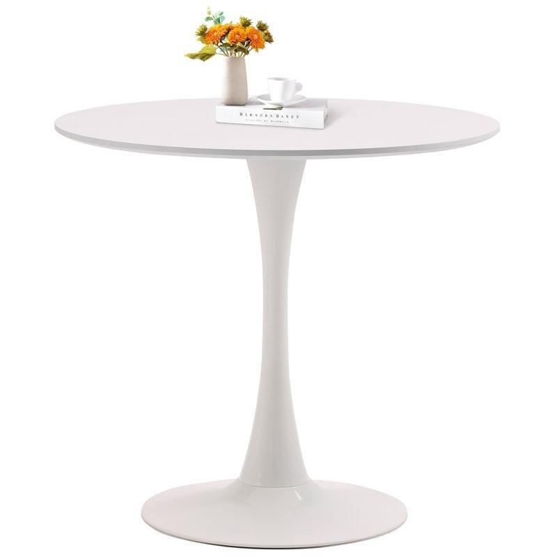 Parlak Yüzeyli Endüstriyel Ahşap Çelik Ayaklı Yuvarlak Bistro Masa - 81 cm - 338315