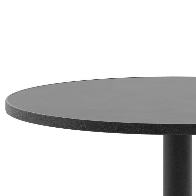 Paslanmaz Çelik Tablalı Siyah Alüminyum Yuvarlak Bistro Masa İç ve Dış Mekan Uyumlu - 70x70 cm - 338620