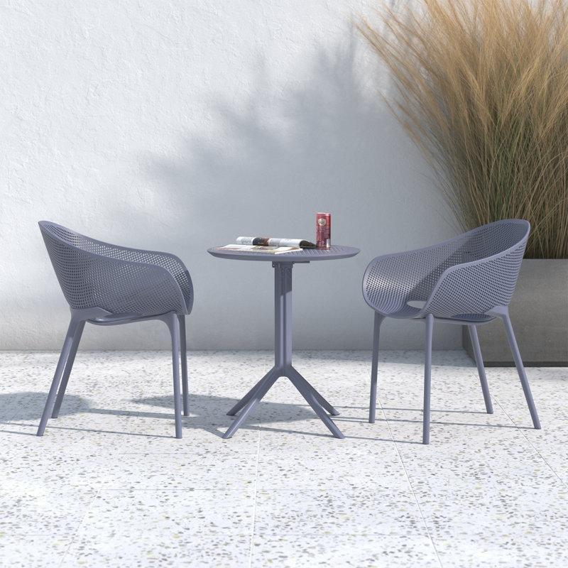 Plastik Katlanır İstiflenebilir Yuvarlak Bistro Seti - 60 cm - 338864