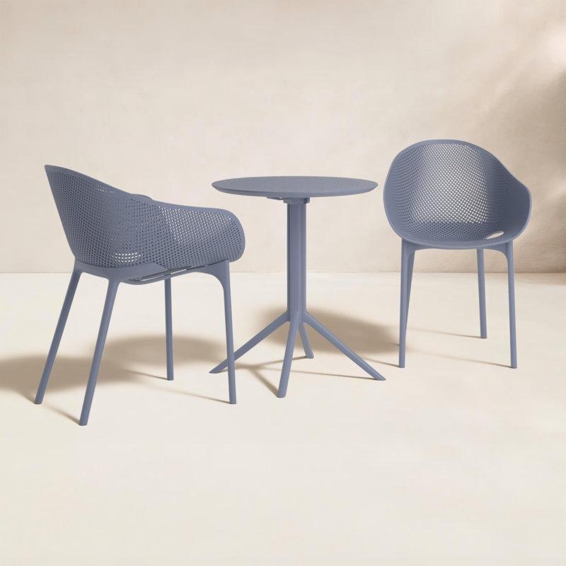 Plastik Katlanır İstiflenebilir Yuvarlak Bistro Seti - 60 cm - 338864