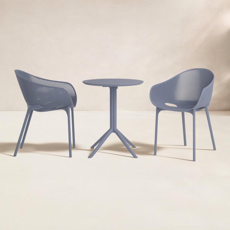 Plastik Katlanır İstiflenebilir Yuvarlak Bistro Seti - 60 cm - 338864