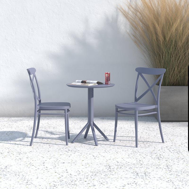 Plastik Katlanır Masalı İstiflenebilir Yuvarlak Bistro Masa Takımı - 60 cm - 338356