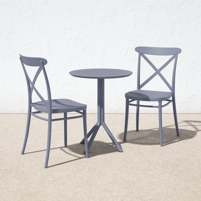 Plastik Katlanır Masalı İstiflenebilir Yuvarlak Bistro Masa Takımı - 60 cm - 338356