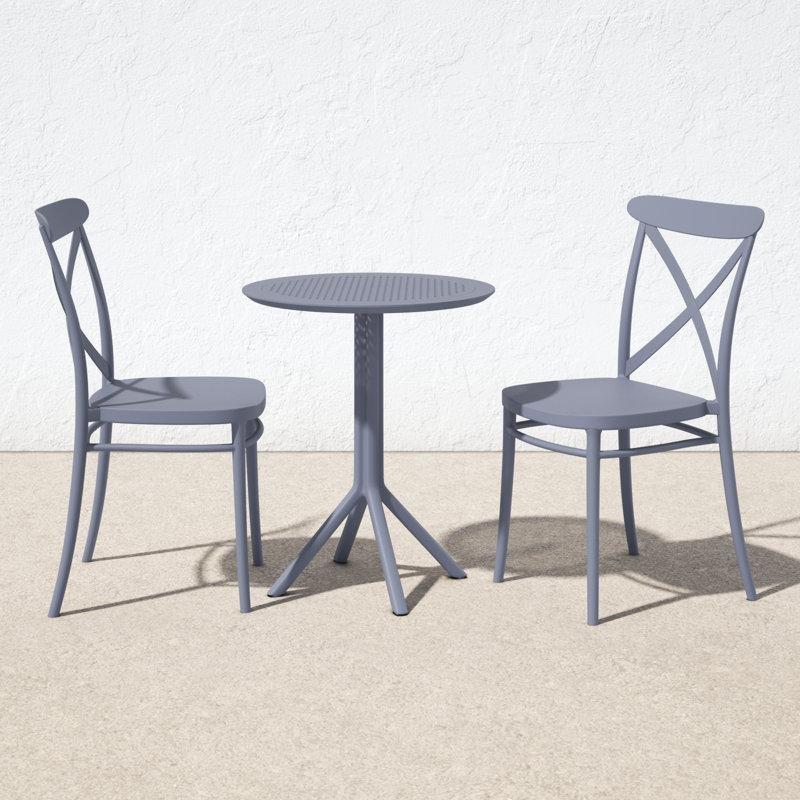 Plastik Katlanır Masalı İstiflenebilir Yuvarlak Bistro Masa Takımı - 60 cm - 338356