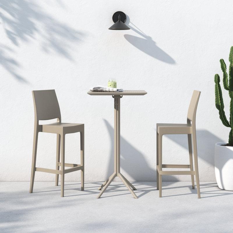 Plastik Katlanır ve İstiflenebilir Kare Bistro Masa Takımı - 60x60 cm - 337995