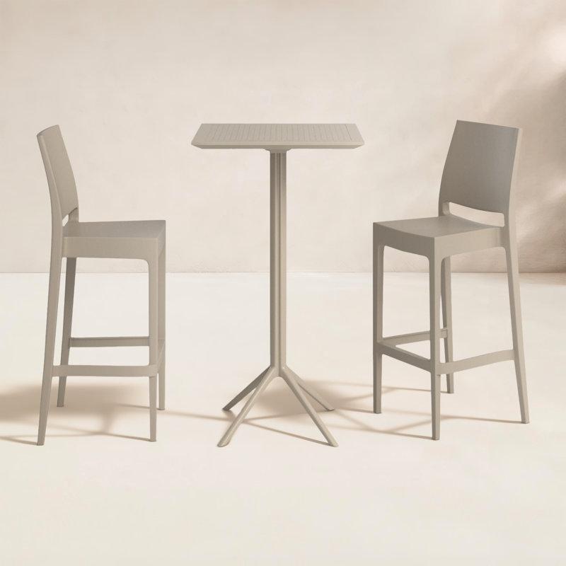 Plastik Katlanır ve İstiflenebilir Kare Bistro Masa Takımı - 60x60 cm - 337995