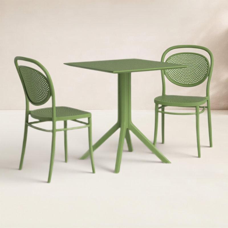 Polipropilen İstiflenebilir Sandalyeli Kare Bistro Masa Takımı - 70x70 cm - 338605