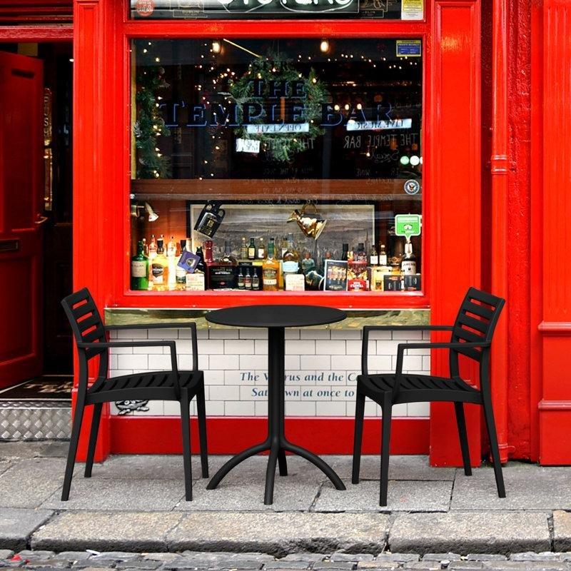 Polipropilen İstiflenebilir Yuvarlak Dış Mekan Bistro Masa Seti - 60 cm - 338499