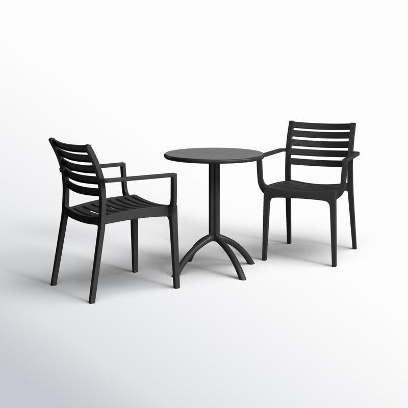 Polipropilen İstiflenebilir Yuvarlak Dış Mekan Bistro Masa Seti - 60 cm - 338499