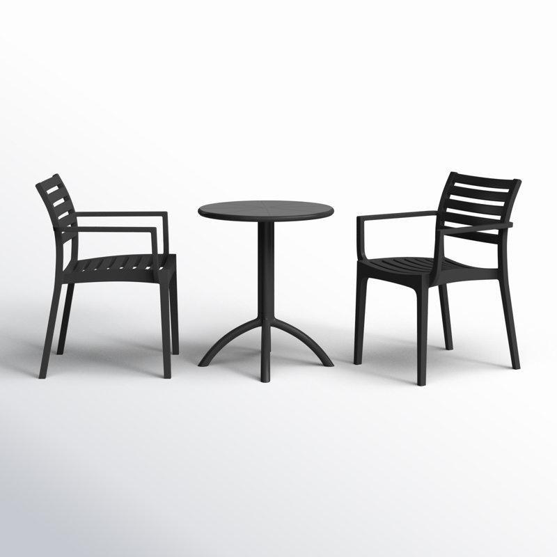 Polipropilen İstiflenebilir Yuvarlak Dış Mekan Bistro Masa Seti - 60 cm - 338499