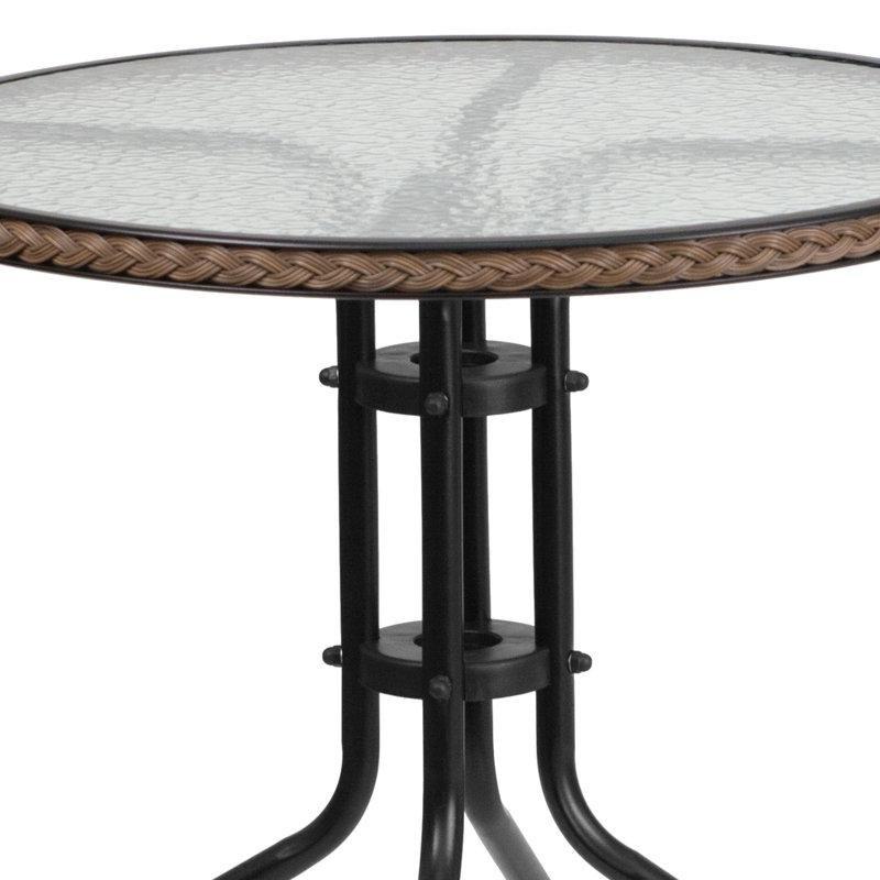 Rattan Kenarlı Cam Tablalı İstiflenebilir Metal Bistro Masa Takımı - 338827