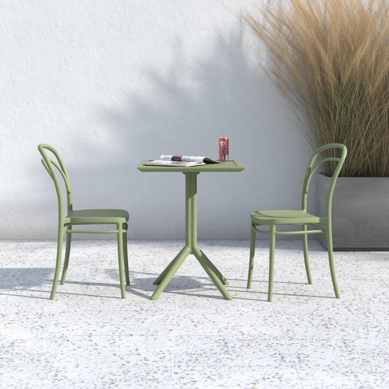 Reçine Katlanabilir ve İstiflenebilir Kare Bistro Masa Takımı - 60x60 cm - 338652