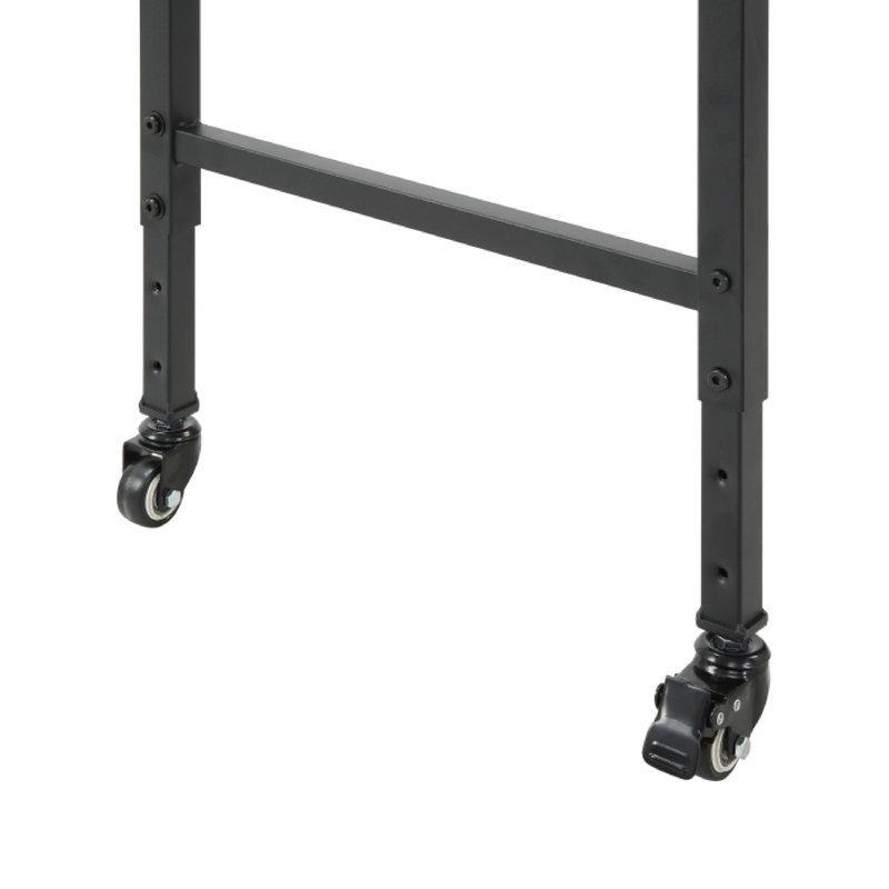 Rustik Kahverengi Ahşap ve Siyah Metal Tekerlekli Yüksekliği Ayarlanabilir Yatak Masası - 183 cm - 336460