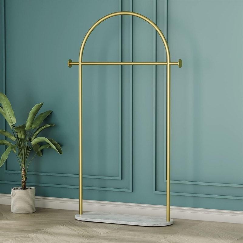 Sarı Metal ve Mermer N Formlu Ayaklı Askılık - 81x34x171 cm - 337138