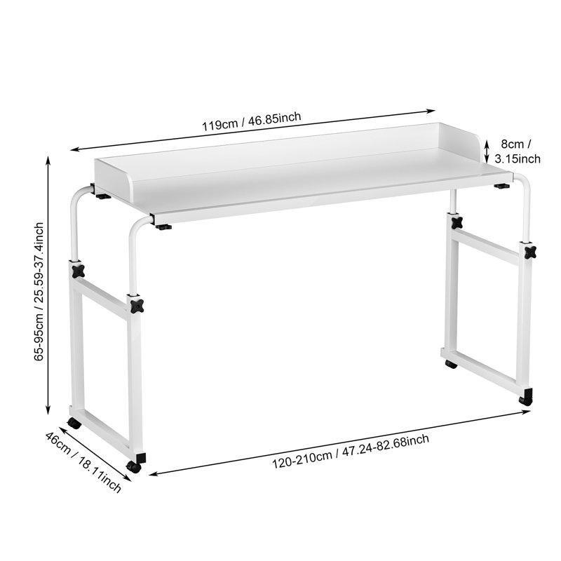 Sarı ve Beyaz MDF Tekerlekli Ayarlanabilir Yatak Masası - 210 cm - 336660