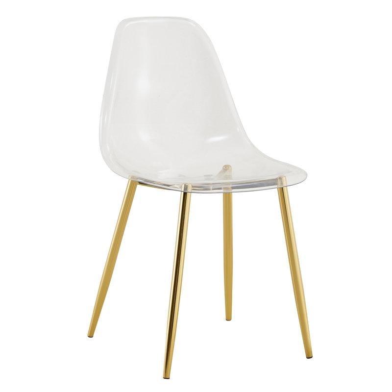 Şeffaf Gold Metal Ayaklı Kolsuz 4lü Set Plastik Sandalye - 336253