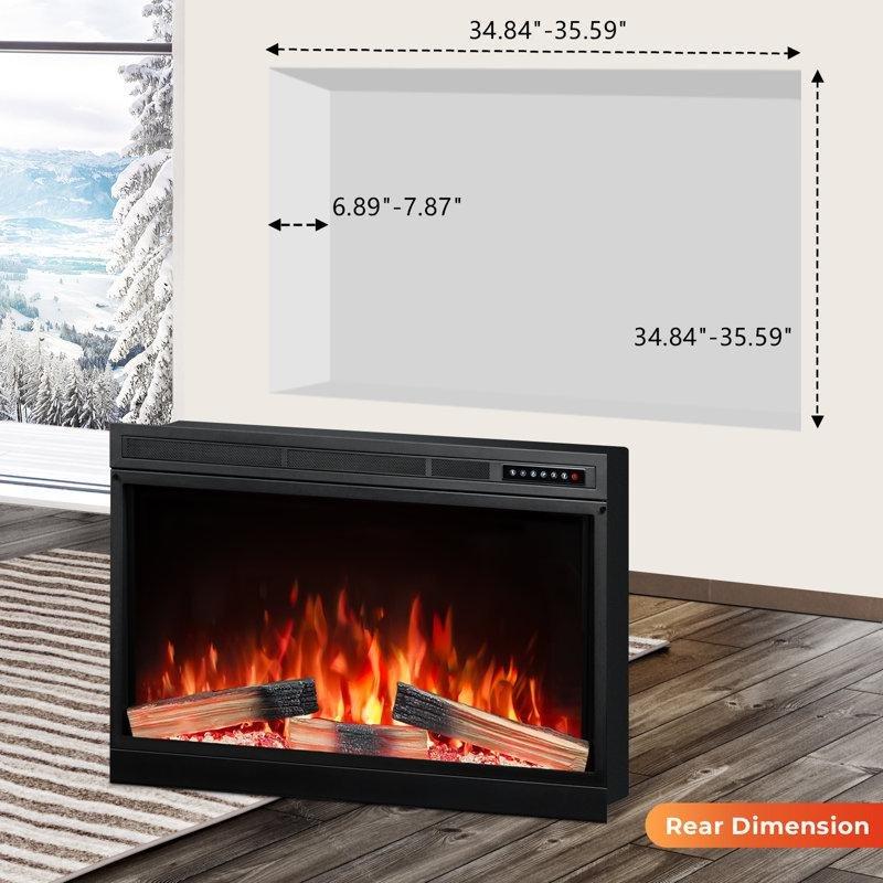 Siyah Cam Çok Renkli Alevli Uzaktan Kumandalı Elektrikli Şömine - 92 cm - 339319