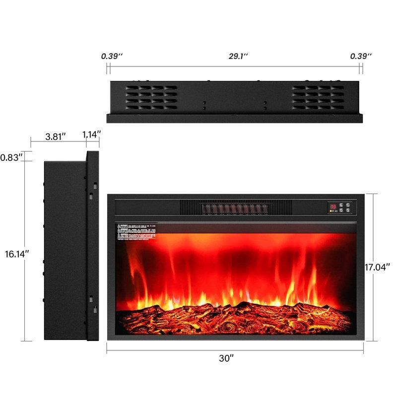 Siyah Cam Kızılötesi Ayarlanabilir Alevli Gömme Elektrikli Şömine - 77 cm - 339052