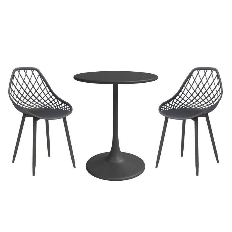 Siyah Çelik 3 Parça Yuvarlak Bistro Seti - 61 cm - 338250