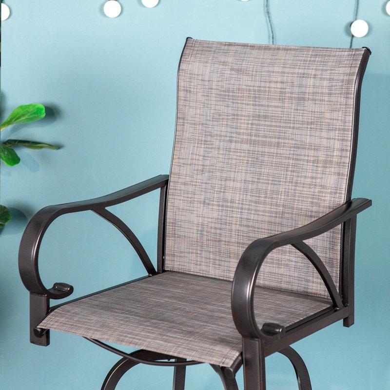 Siyah Çelik Döner Sandalyeli 3 Parça Bar Tipi Bistro Masa Takımı - 70x70 cm - 338901