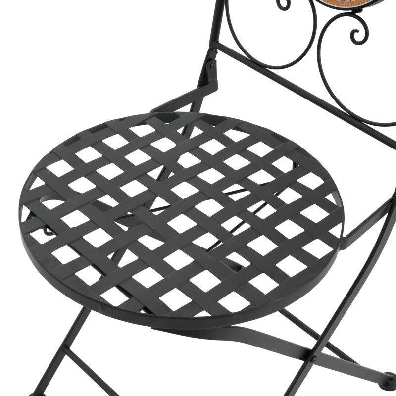 Siyah Demir Mozaik Katlanır Bistro Masa Seti - 338527