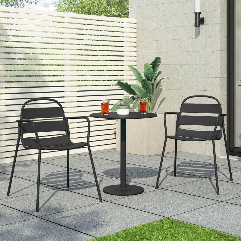 Siyah Demir Yuvarlak 2 Kişilik Bistro Masa Takımı - 62 cm - 338860