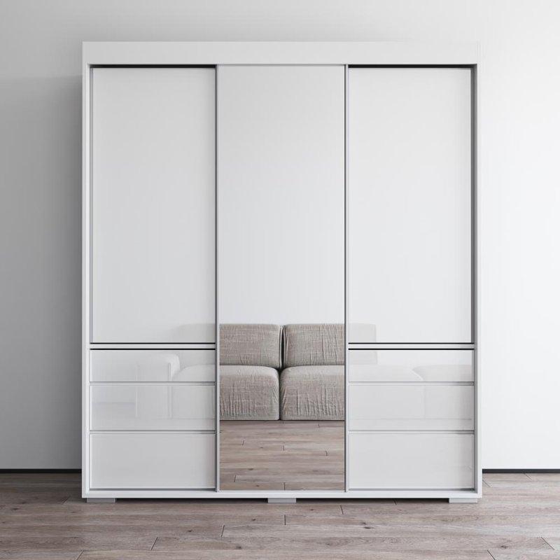 Siyah MDF Aynalı 3 kapılı gardırop - 181x67x209 cm - 336826