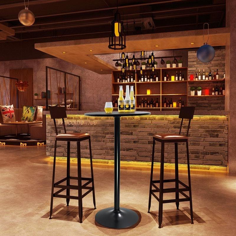 Siyah MDF Metal Ayaklı Yuvarlak Bistro Masa - 60x107 cm - 337879