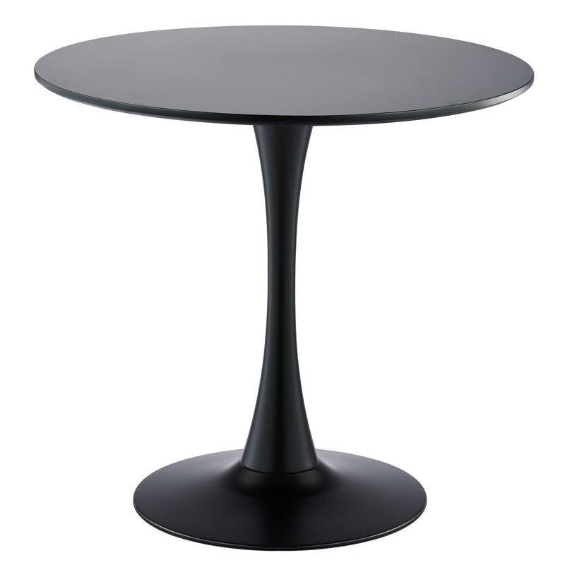 Siyah MDF ve Çelik Yuvarlak Pedestal Ayaklı Bistro Masa - 81 cm - 338043