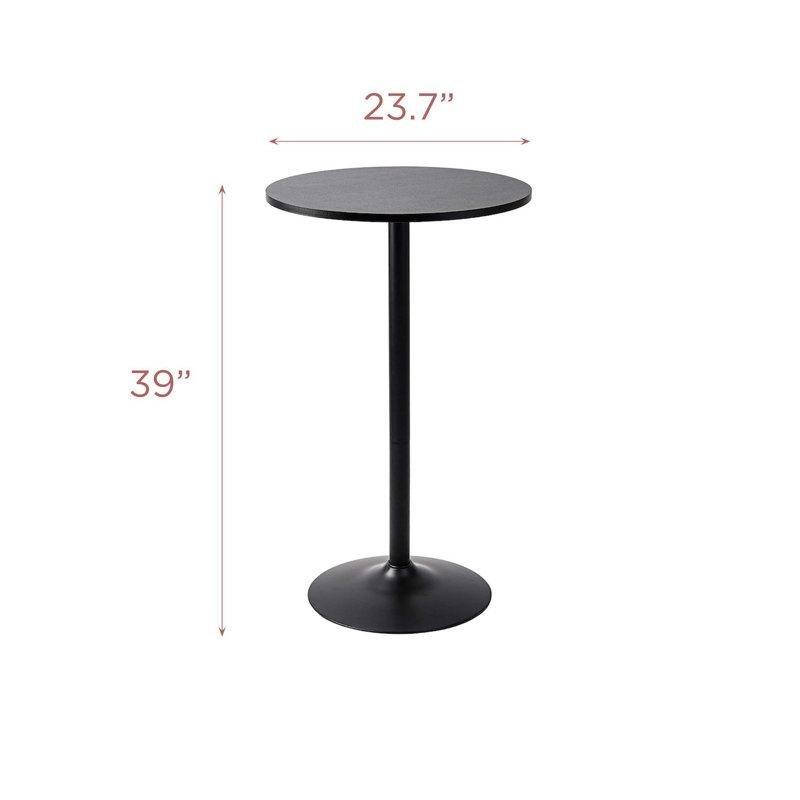 Siyah MDF ve Çelik Yuvarlak Tek Ayaklı Bistro Masa - 61x100 cm - 338177