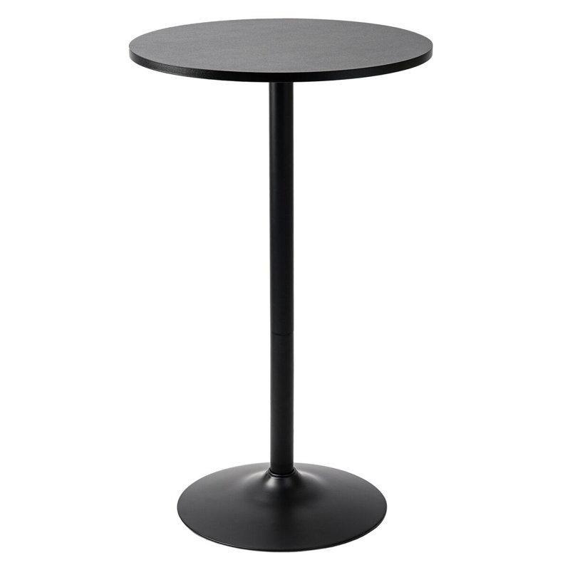 Siyah MDF ve Çelik Yuvarlak Tek Ayaklı Bistro Masa - 61x100 cm - 338177