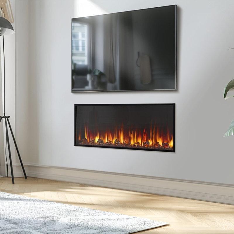 Siyah Metal Akıllı Gömme Ses Efektli Elektrikli Şömine - 114 cm - 339106