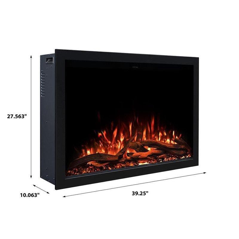 Siyah Metal Akıllı Wi-Fi Kontrollü Alev Efektli Elektrikli Şömine - 87 cm - 339610