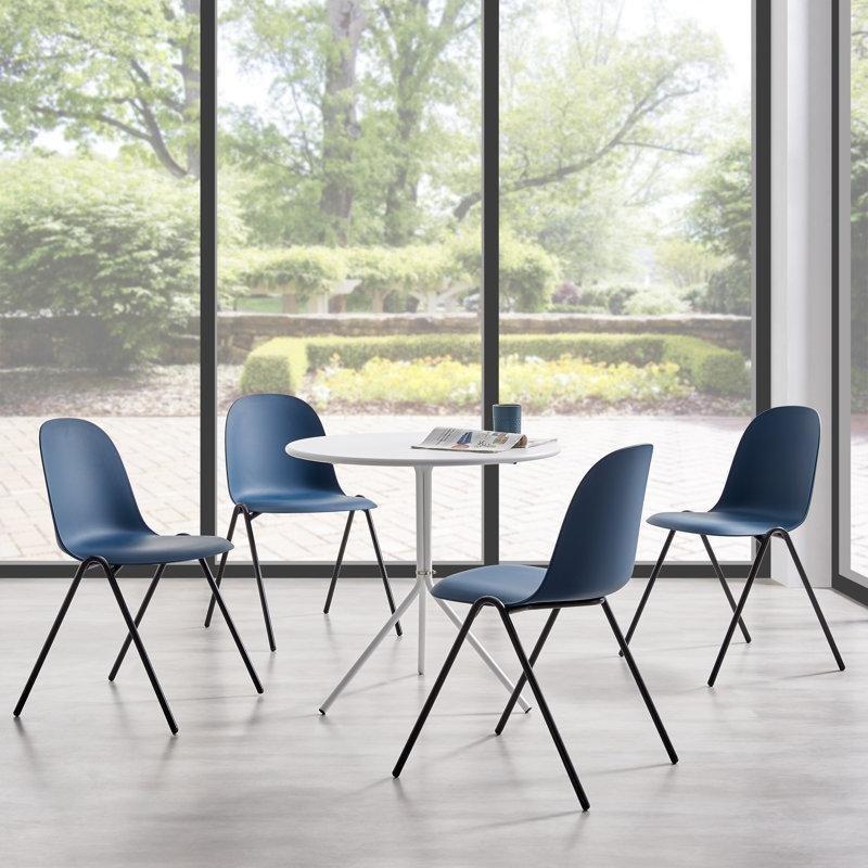 Siyah Metal Ayaklı İstiflenebilir Plastik Sandalye 4lü Set - 336290
