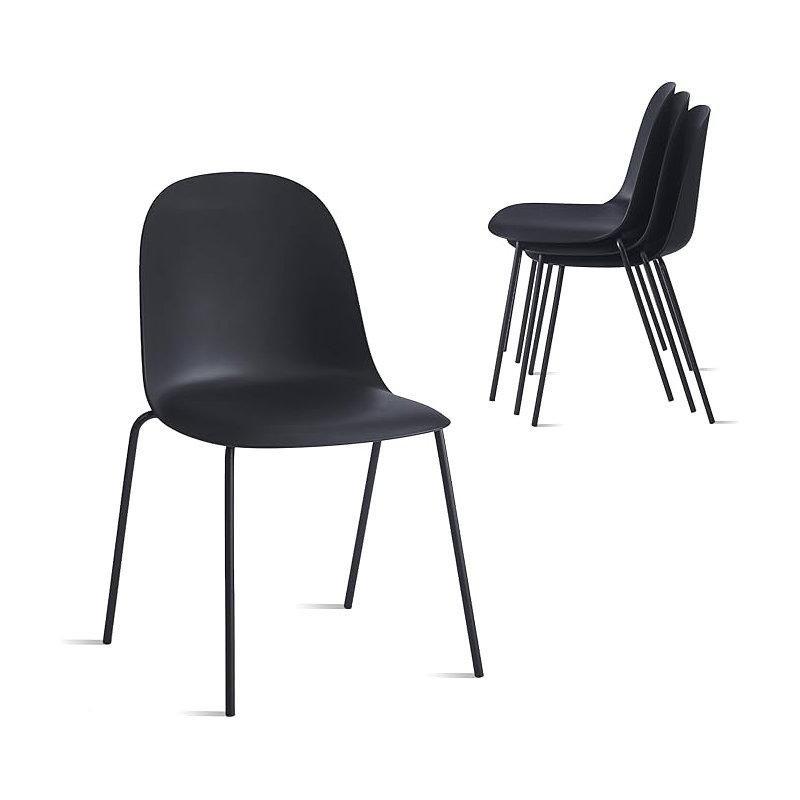 Siyah Metal Ayaklı İstiflenebilir Plastik Sandalye 4lü Set - 336550 Siyah Metal Ayaklı İstiflenebilir Plastik Sandalye 4lü Set - 336550