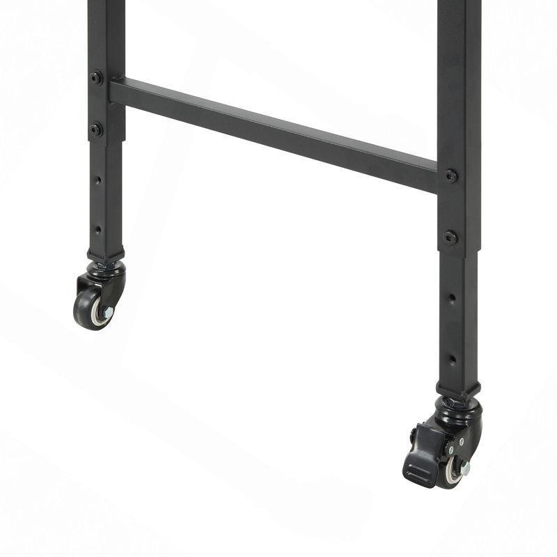 Siyah Metal Ayarlanabilir Yükseklikli Tekerlekli Raflı Yatak Masası - 183 cm - 336510