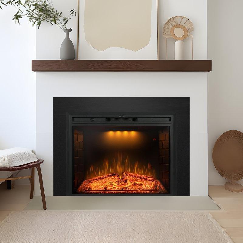 Siyah Metal Çerçeve Kitli ve Uzaktan Kumandalı Alev Efektli Elektrikli Şömine - 82 cm - 339558