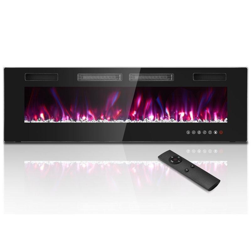 Siyah Metal Çerçevesiz Duvara Monte ve Gömme Tip Elektrikli Şömine - 153 cm - 339099 Siyah Metal Çerçevesiz Duvara Monte ve Gömme Tip Elektrikli Şömine - 153 cm - 339099