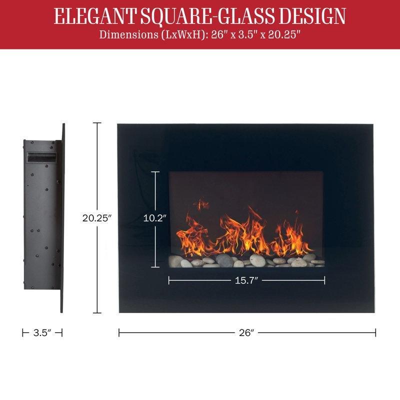 Siyah Metal Duvara Monte Uzaktan Kumandalı Çakıl Efektli Elektrikli Şömine - 67 cm - 339911