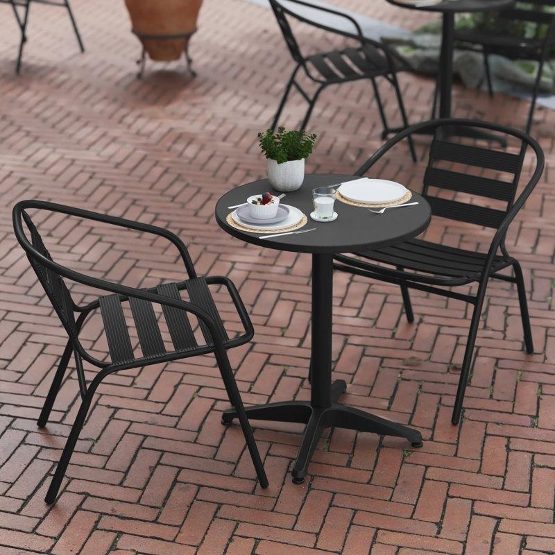 Siyah Metal İstiflenebilir Bistro Masa Seti - Ø60 cm - 338329