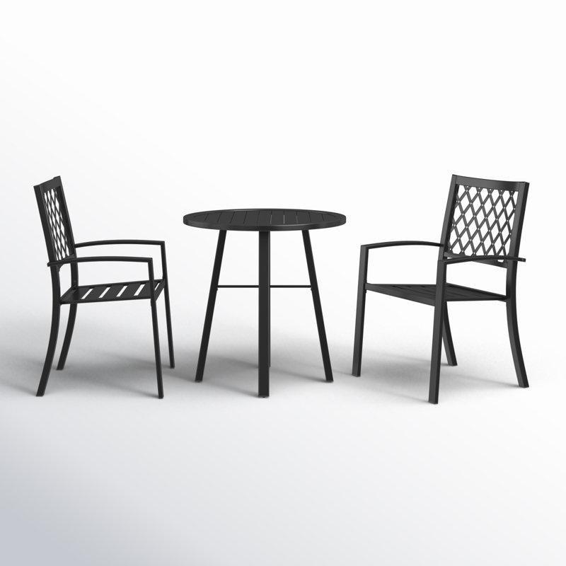 Siyah Metal İstiflenebilir Yuvarlak 2 Kişilik Bistro Masa Takımı - 72 cm - 338341