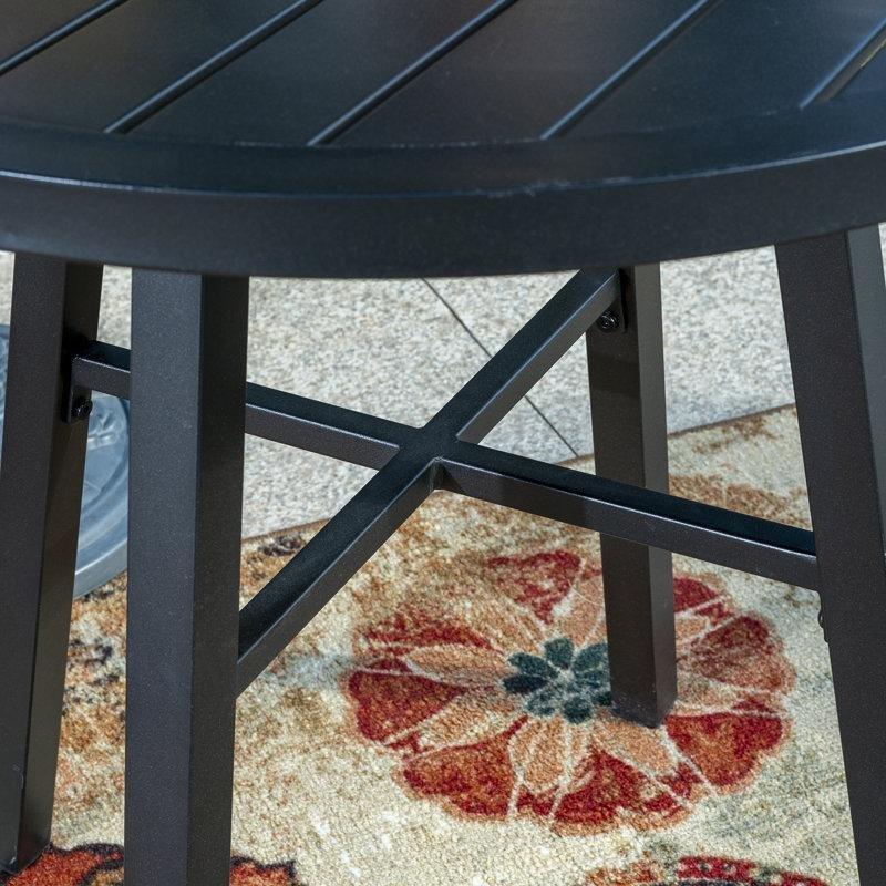 Siyah Metal İstiflenebilir Yuvarlak 2 Kişilik Bistro Masa Takımı - 72 cm - 338341