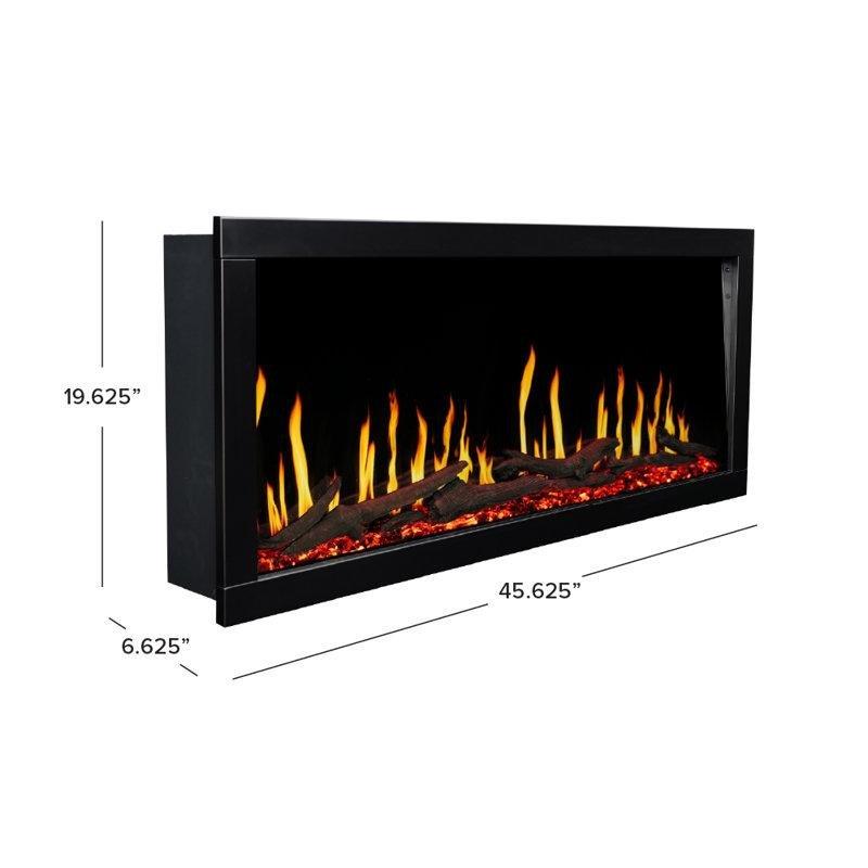 Siyah Metal LCD Ekranlı Akıllı ve Uzaktan Kumandalı Duvara Monte Elektrikli Şömine - 117 cm - 339129